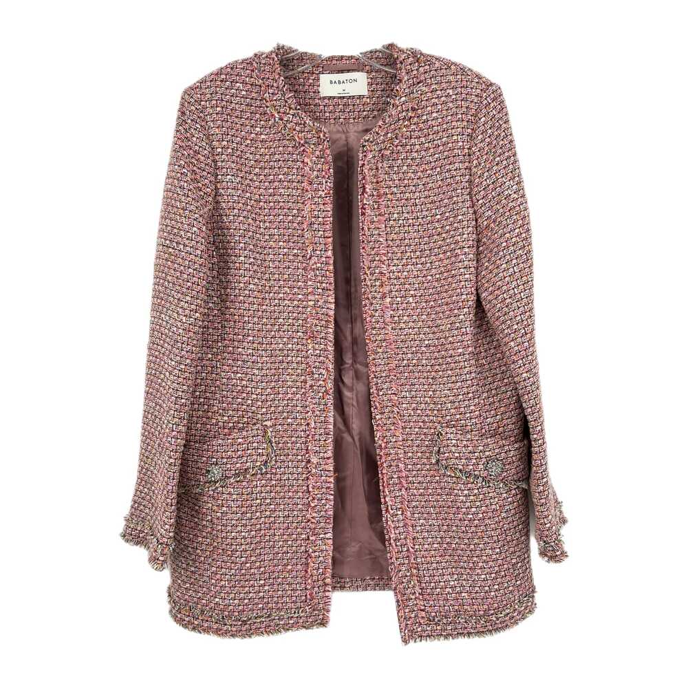Babaton Pink Woven Mid-Length Classic Jacket | Size M